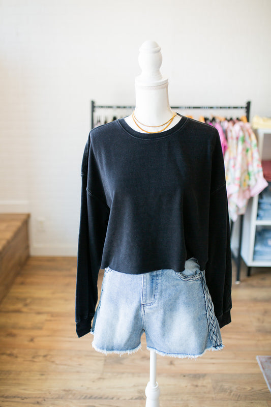 Black Mineral Wash Sweatshirt