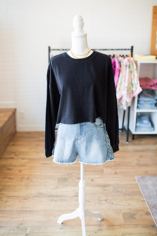 Black Mineral Wash Sweatshirt