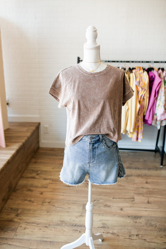 Grey/Cocoa Washed Tee