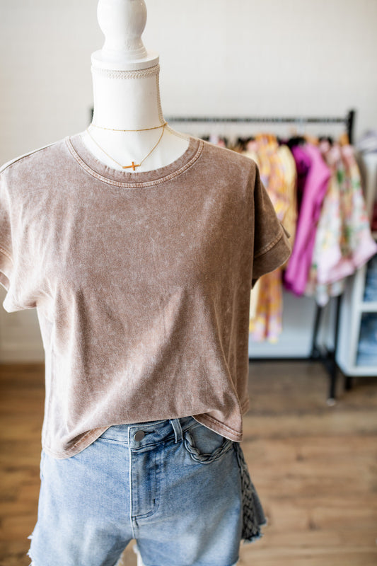 Grey/Cocoa Washed Tee