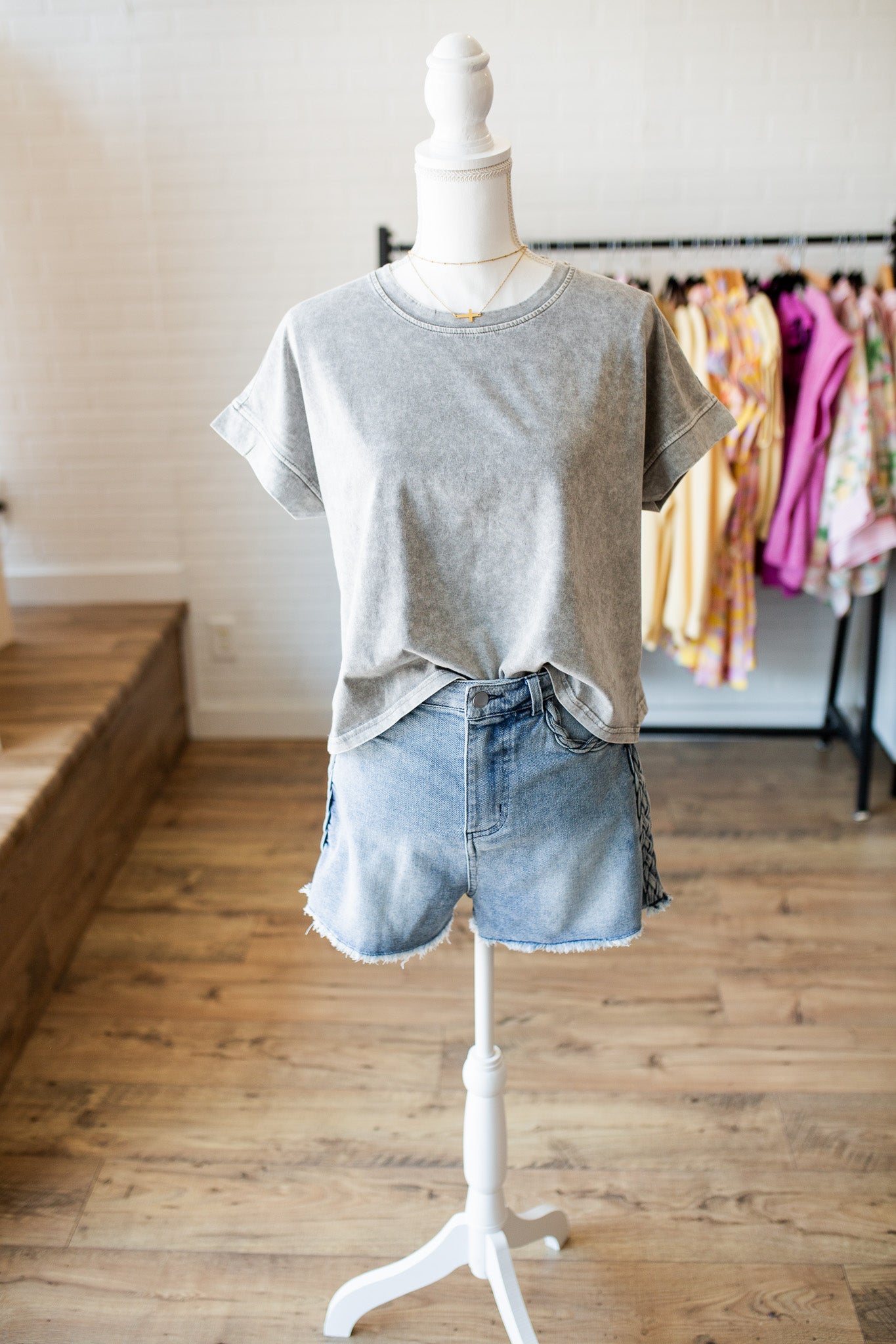 Grey/Cocoa Washed Tee