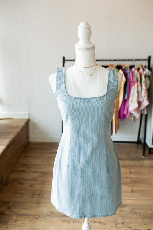 Pinstripe Denim Dress