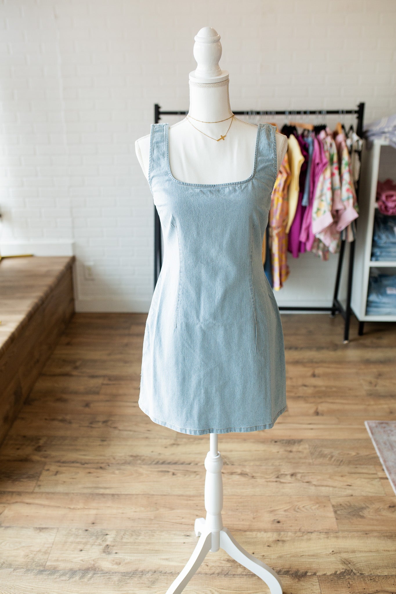 Pinstripe Denim Dress