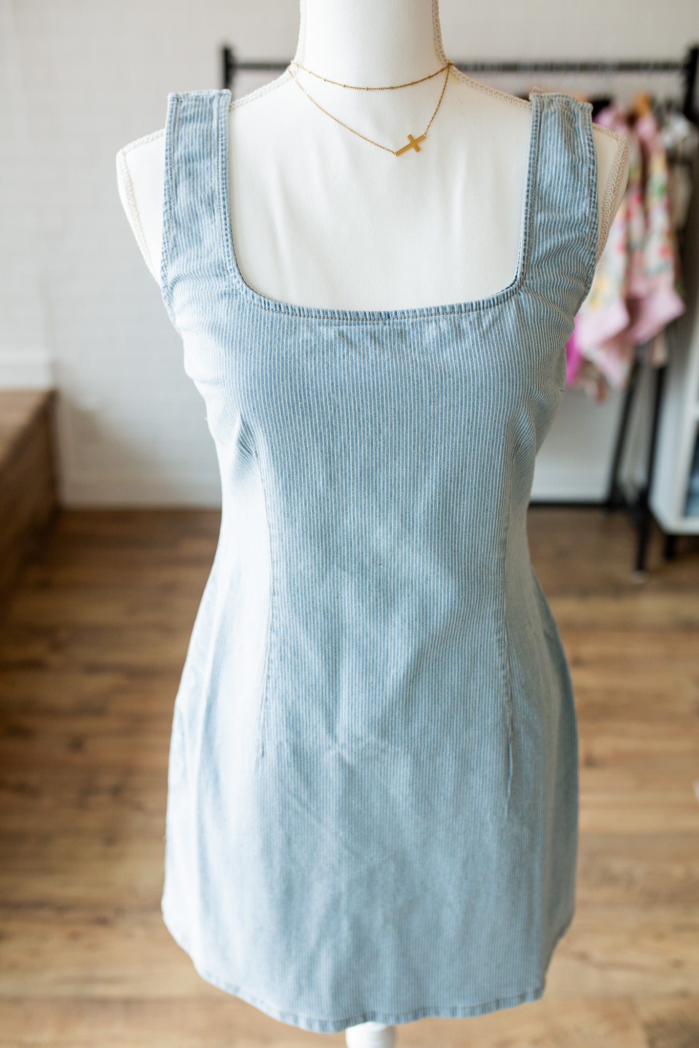 Pinstripe Denim Dress