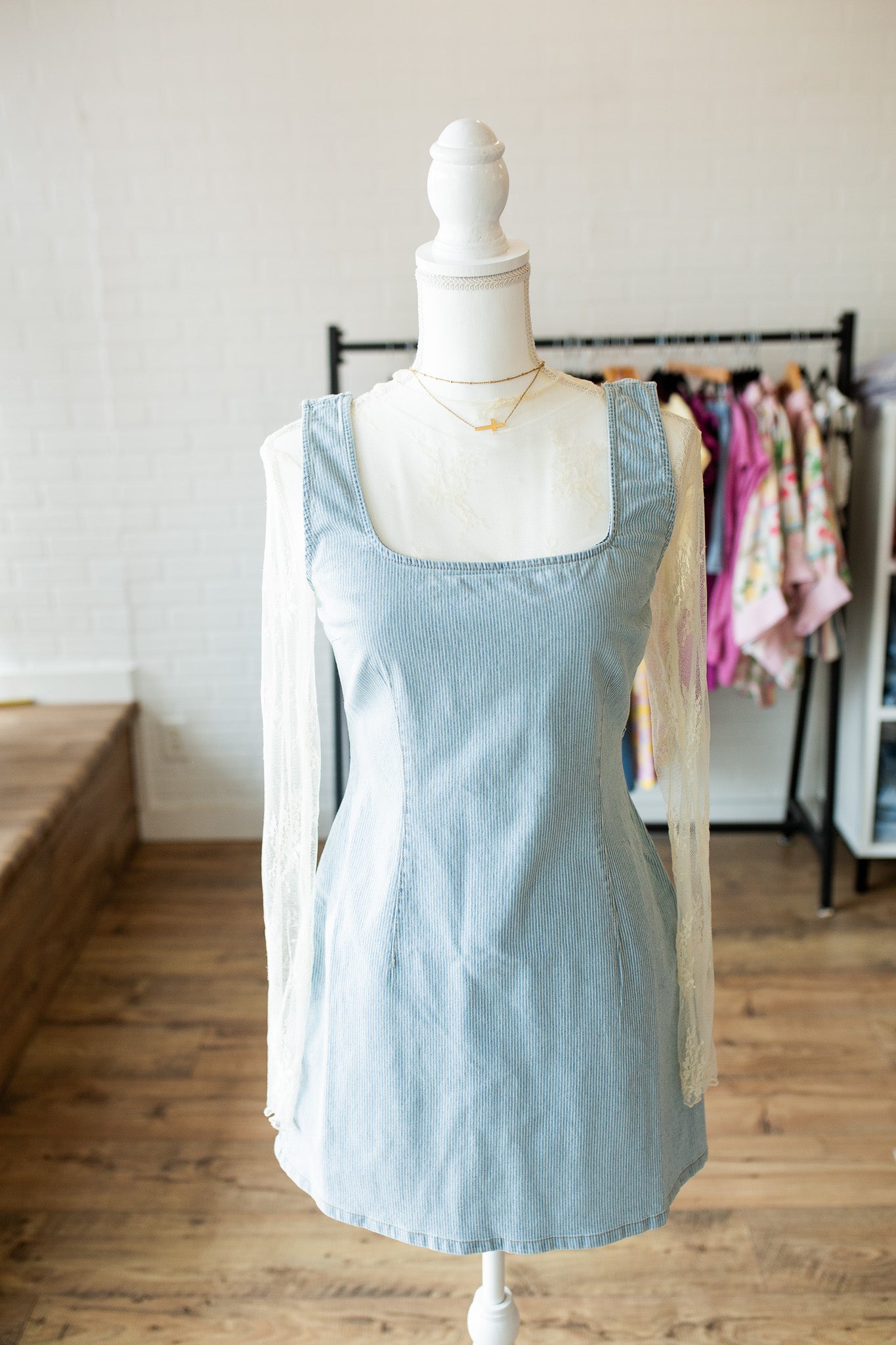 Pinstripe Denim Dress