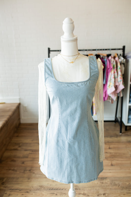 Pinstripe Denim Dress