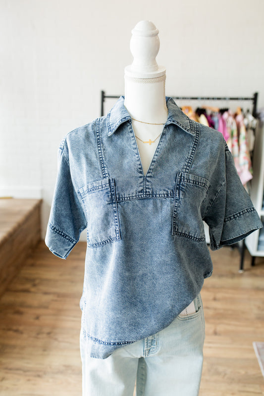 Dk Denim Patch Pocket Top