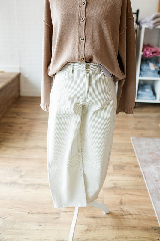 Vervet Striped Barrel Cream Denim