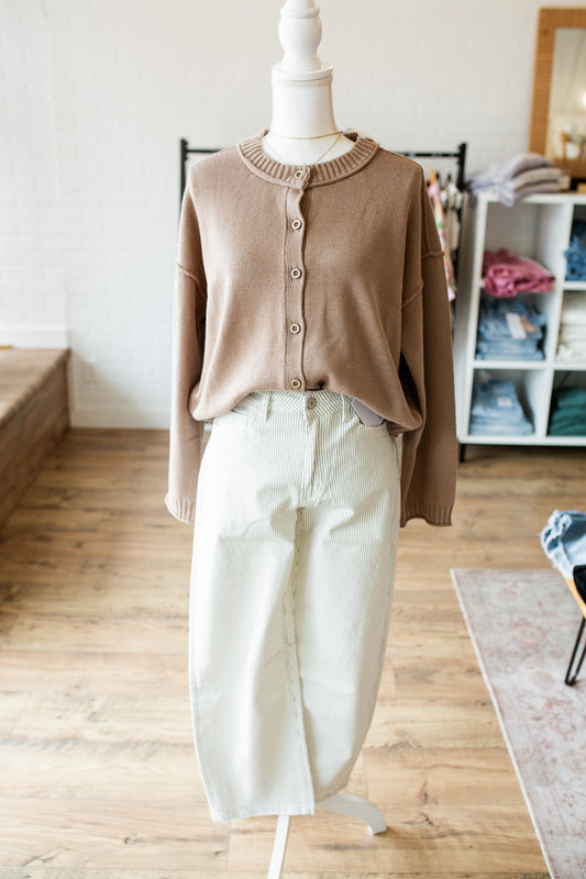Vervet Striped Barrel Cream Denim
