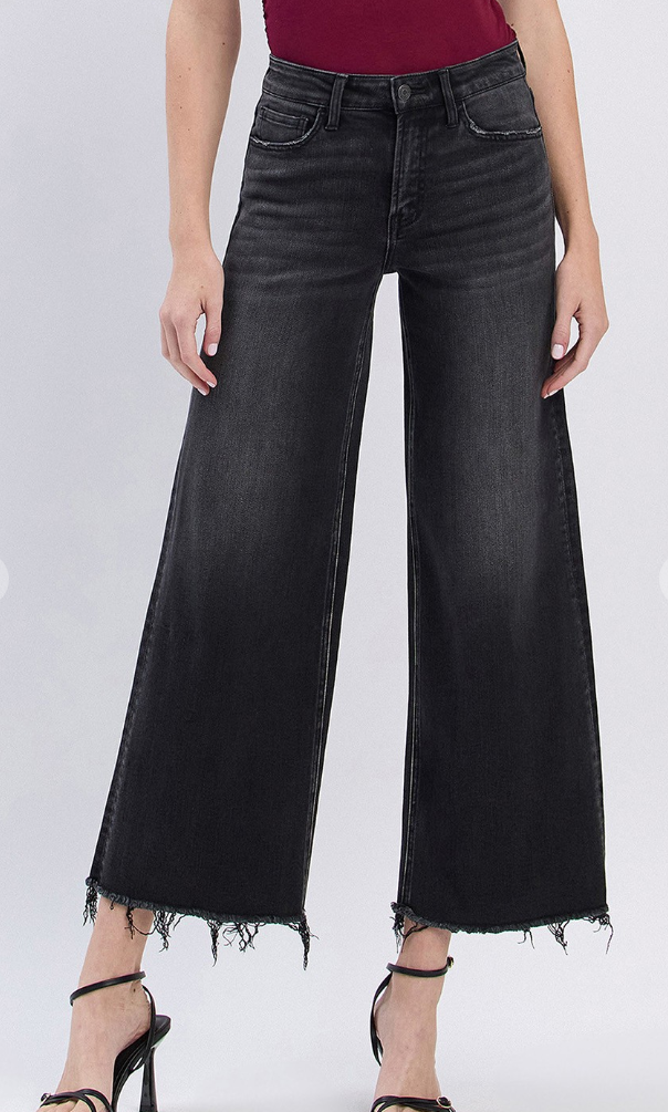 FM Black Ankle Wide Denim