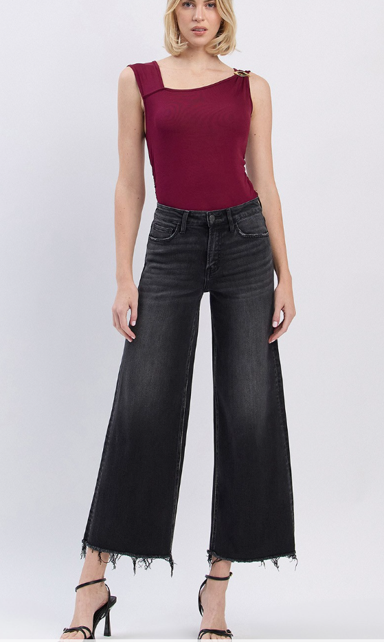 FM Black Ankle Wide Denim