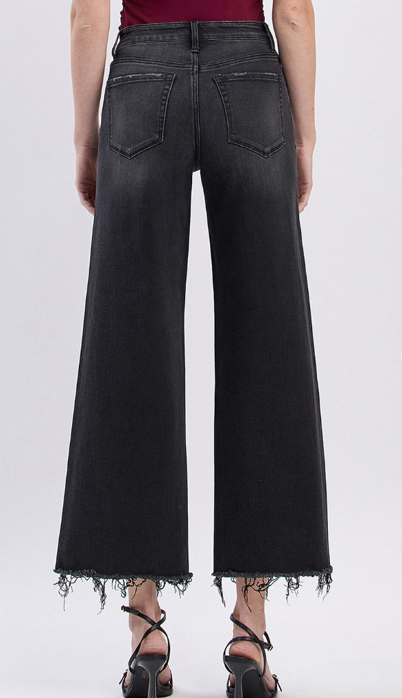 FM Black Ankle Wide Denim