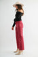 Red Ankle Straight Denim