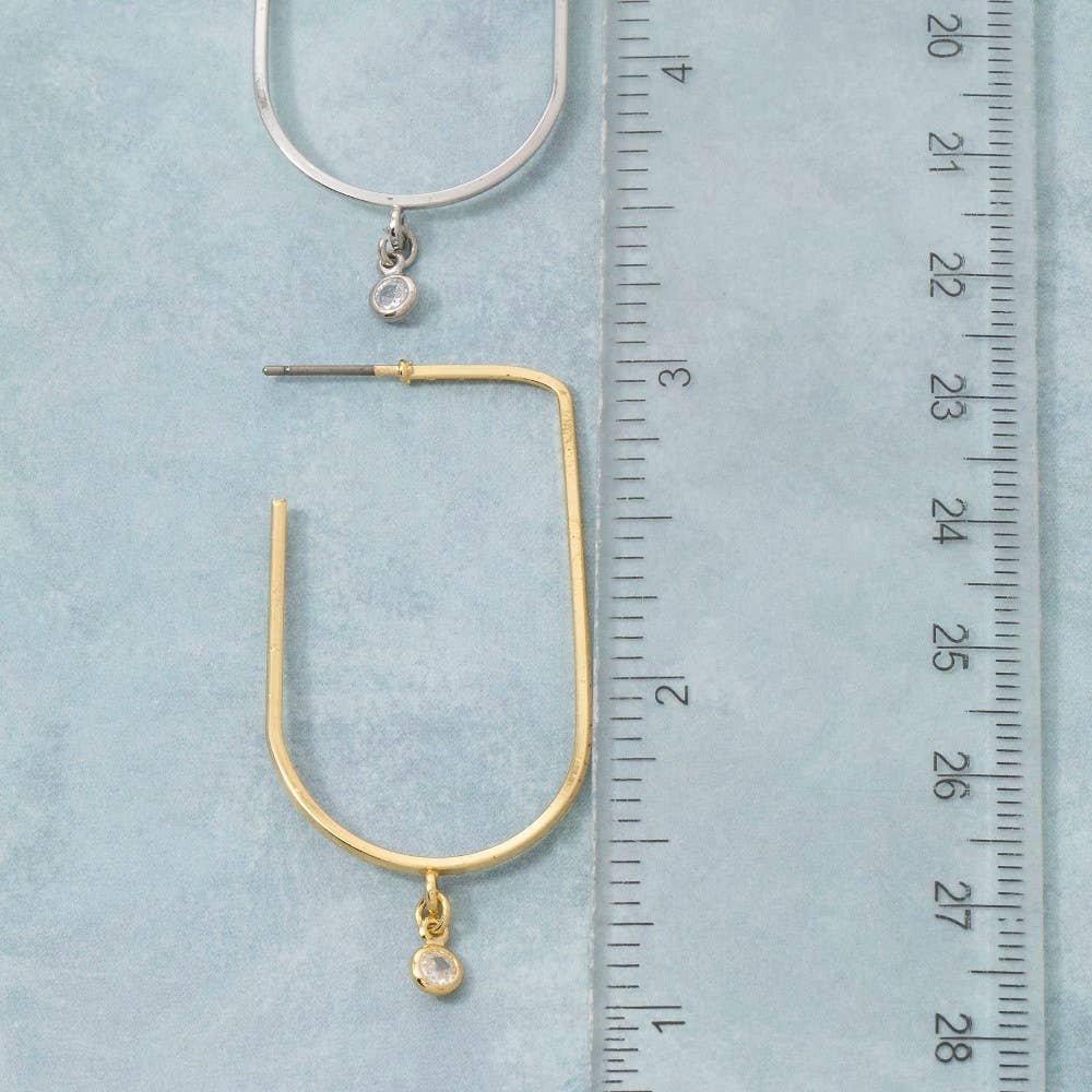 Secret Box Gold Dipped Cz Thin Hoop Earrings