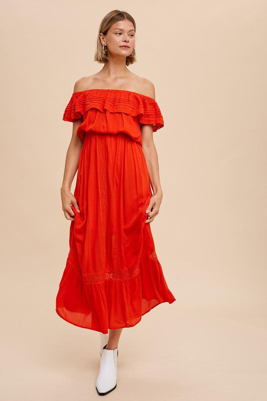 Chili Red OTS Dress