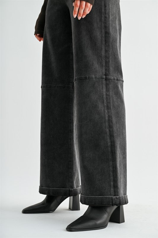 Charcoal Wide Leg Cuffed Mica