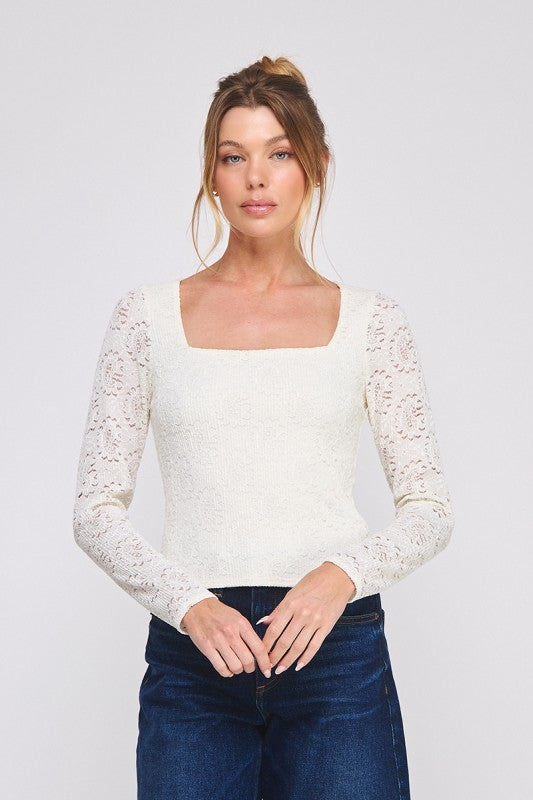 Off-White Lace Holiday Top