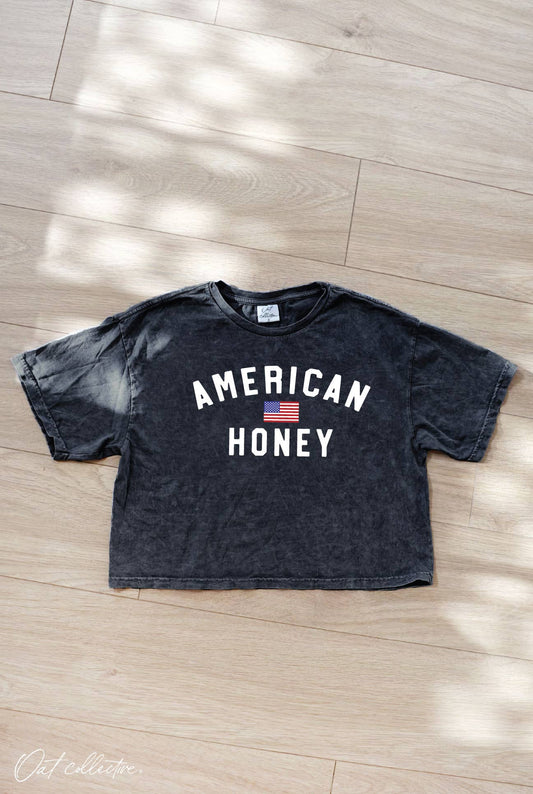 AMERICAN HONEY Cropped Mineral Graphic Top