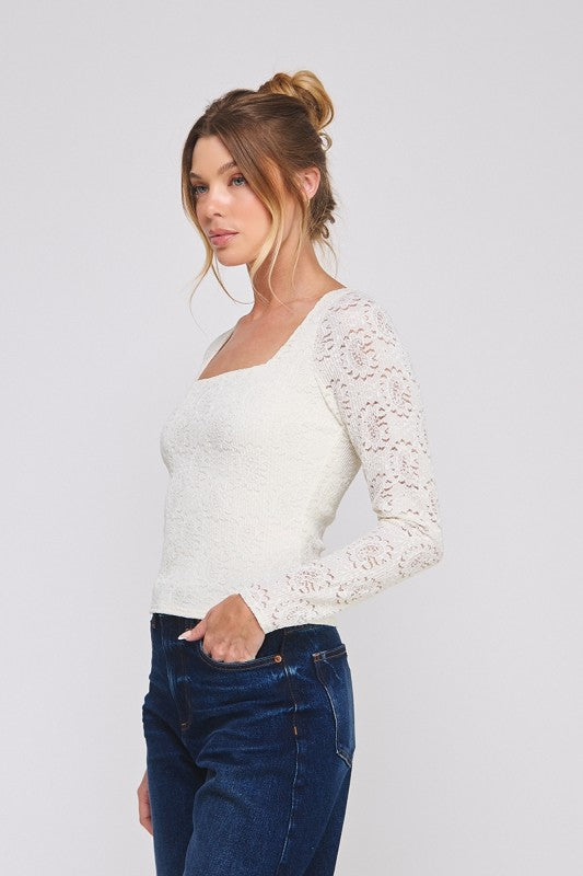 Off-White Lace Holiday Top