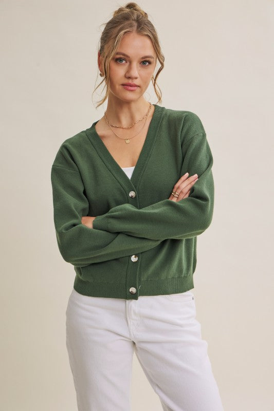Forest Green Button Down Cardi