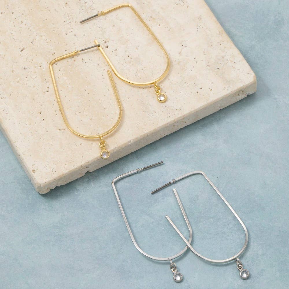 Secret Box Gold Dipped Cz Thin Hoop Earrings