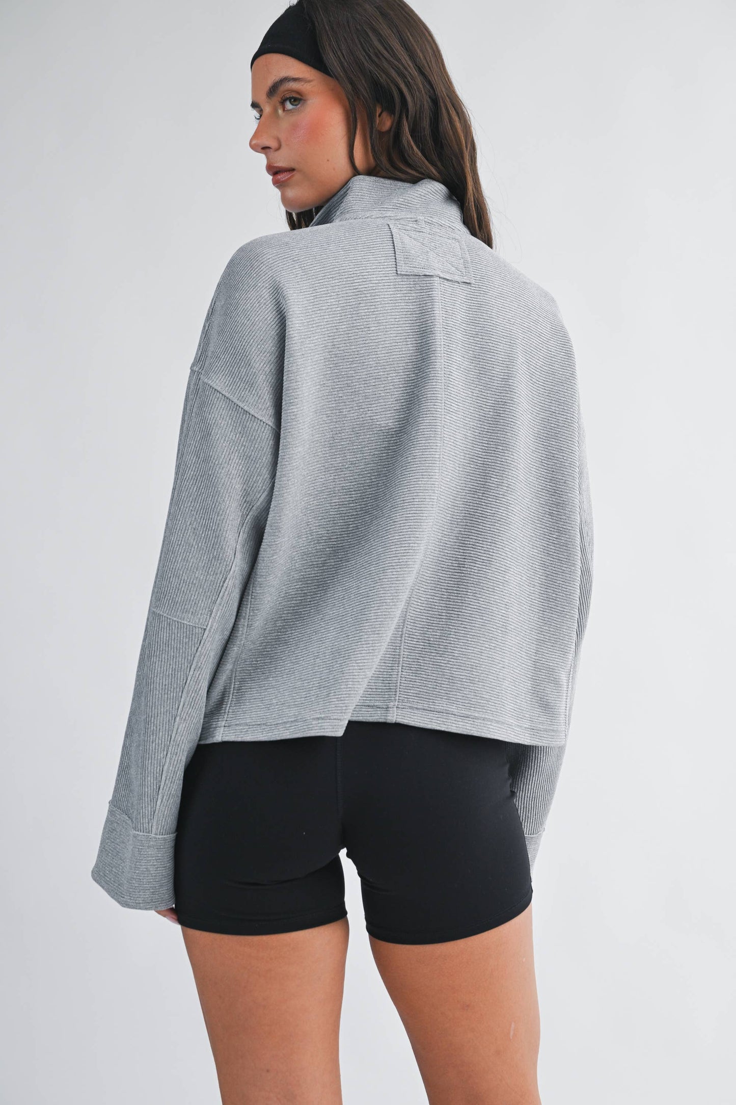 Grey Ribbed Quarter Zip