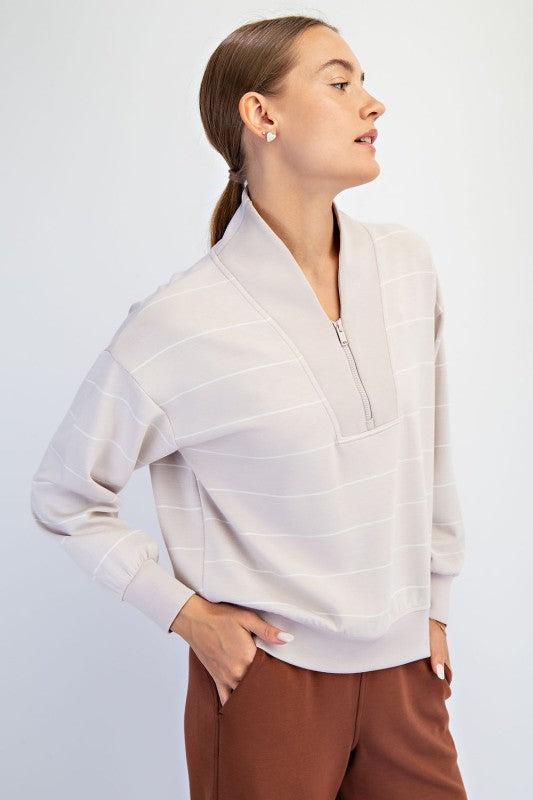 Mocha/Cream Striped Pullover