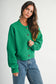 Green Textured Button Front Cardigan Sweater