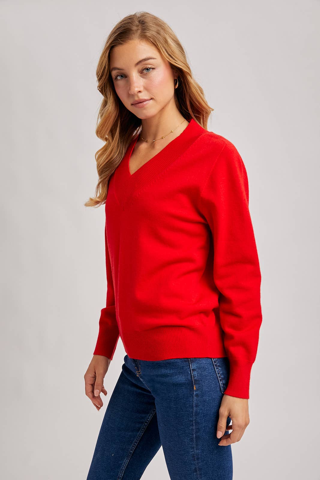 Ruby RIBBED V-NECK KNIT SWEATER