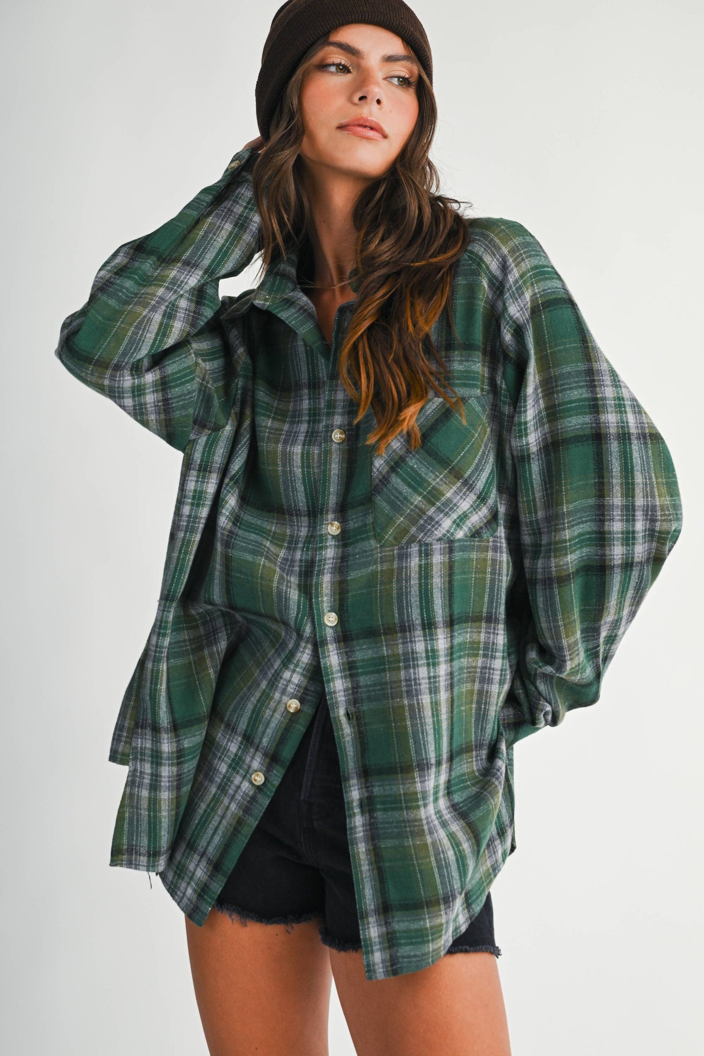 Abri Green Plaid Flannel Shirt