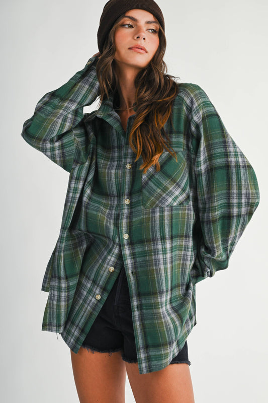 Abri Green Plaid Flannel Shirt