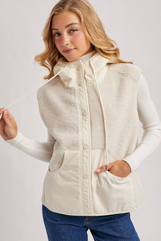 SHERPA FLEECE HOODED VEST