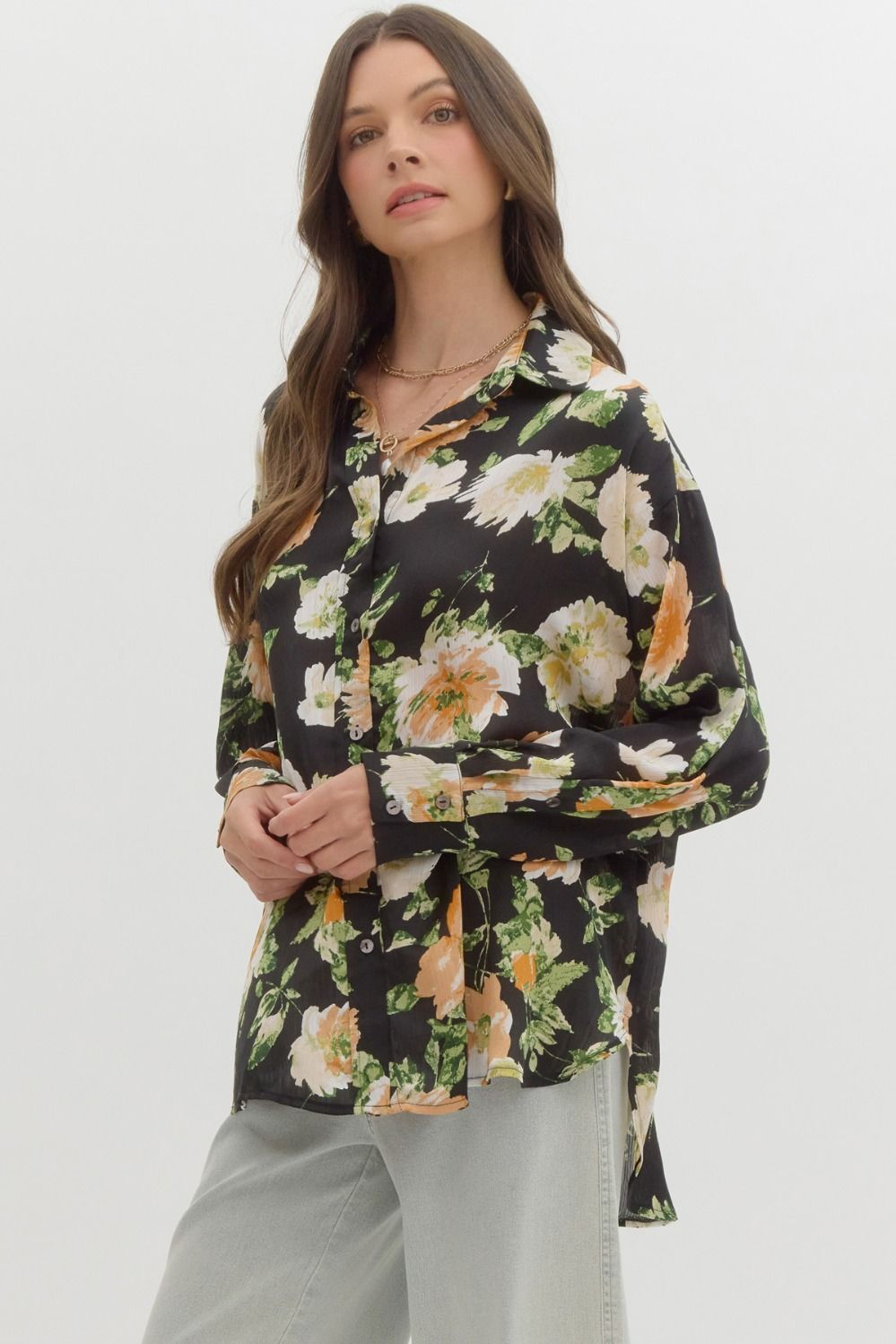 Black Floral Blouse
