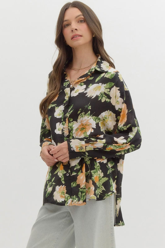 Black Floral Blouse