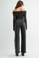Charcoal Wide Leg Cuffed Mica