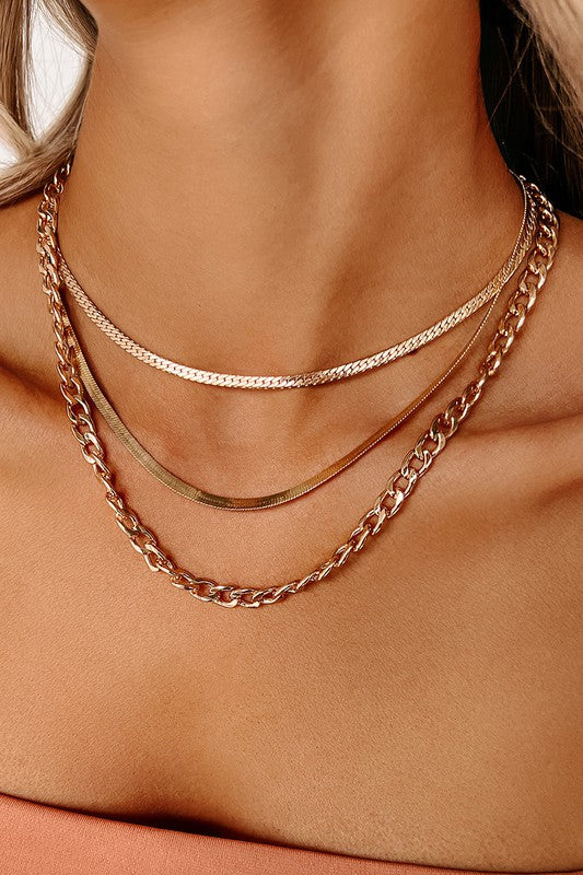 Gold Triple Layer Boho Necklace