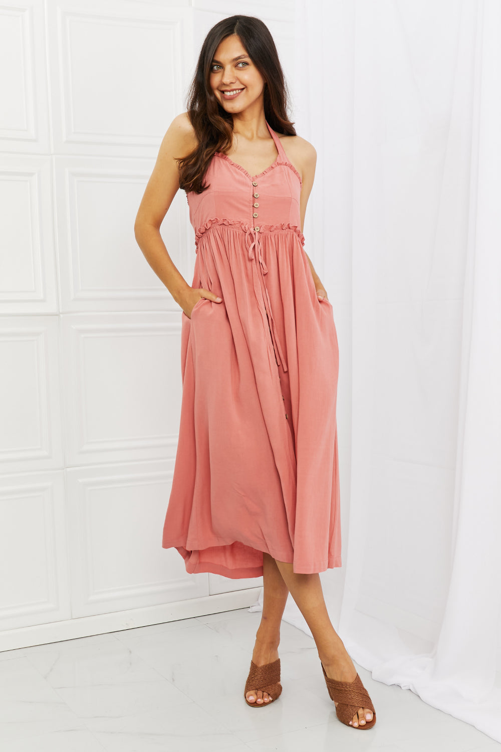 HEYSON Soft & Dainty Midi Dress in French Rose